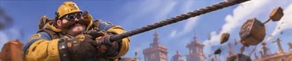 Concept art: Clampjack braced low, hauling on a taut cable